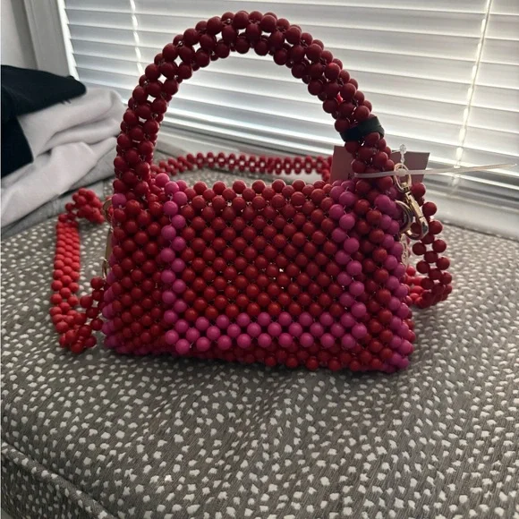 NWT Kate Spade x Target Beaded Top-Handle/Crossbody Bag in Red and Pink - Picture 5 of 7